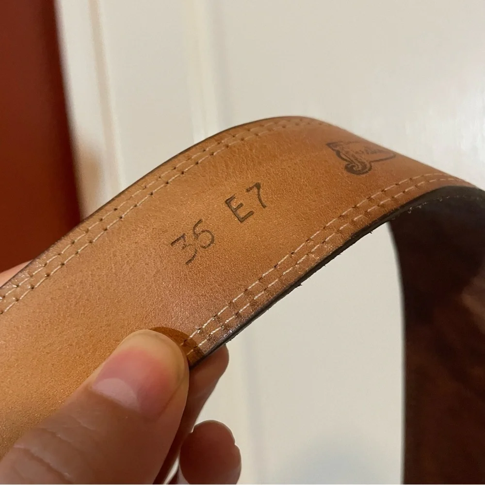 Justin Men’s Top‎ Grain Brown Cowhide Leather USA Made Solid Brass Buckle Belt